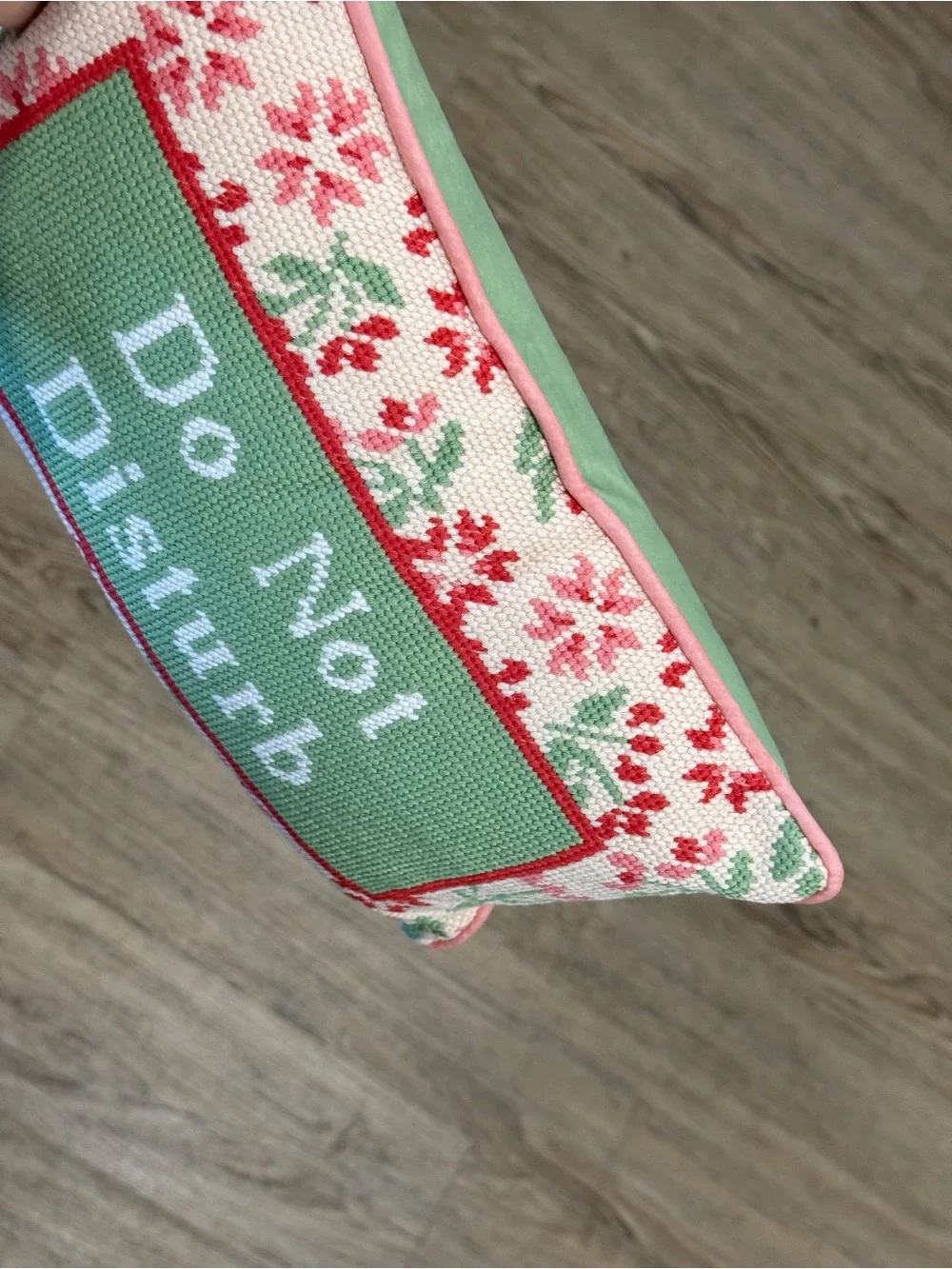 Magaschoni 'Do Not Disturb' Needlepoint Pillow - Green, Pink, Red, White
